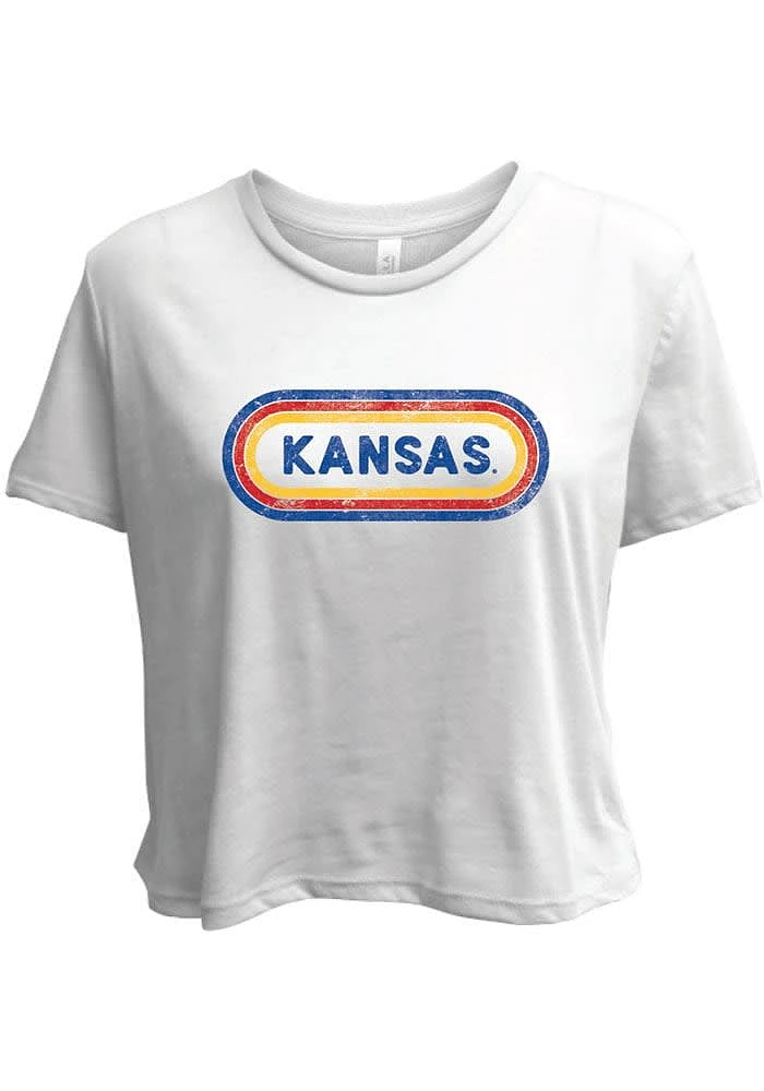 Summit Sportswear Kansas Jayhawks Womens White Ombre Oval Short Sleeve T-Shirt