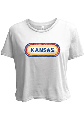 Summit Sportswear Kansas Jayhawks Womens White Ombre Oval Short Sleeve T-Shirt