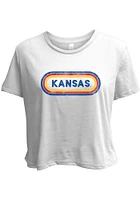 Summit Sportswear Kansas Jayhawks Womens White Ombre Oval Short Sleeve T-Shirt
