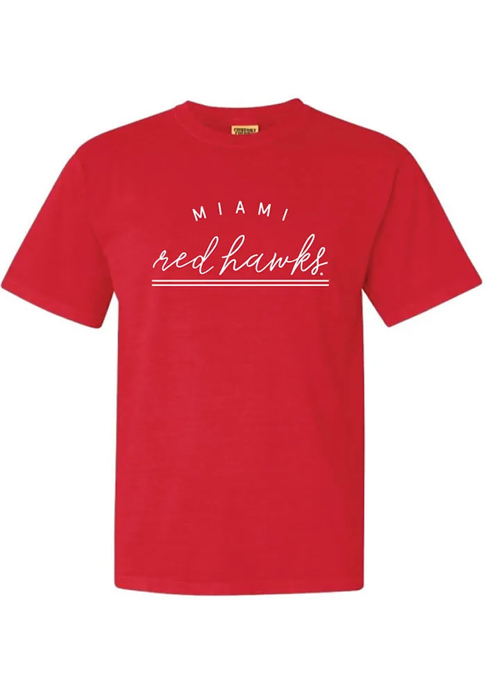 Miami RedHawks Womens Red New Basic Short Sleeve T-Shirt