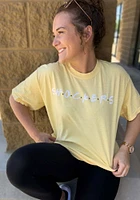 Summit Sportswear Wichita State Shockers Womens Yellow Wordmark Dots Short Sleeve T-Shirt