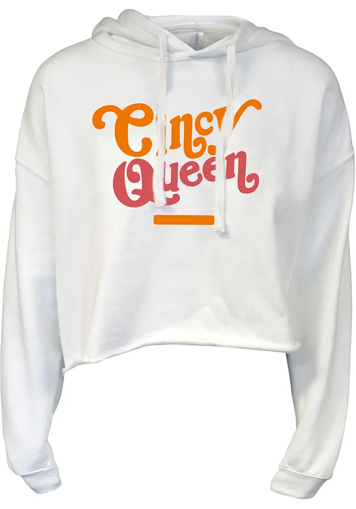 Cincinnati Women's White Queen Cropped Long Sleeve Lightweight Hood