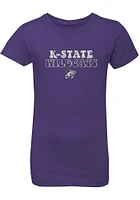 Summit Sportswear K-State Wildcats Girls Purple Bubble Script Short Sleeve Tee