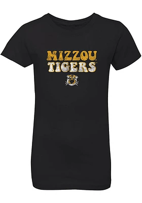 Summit Sportswear Missouri Tigers Girls Black Bubble Script Short Sleeve Tee
