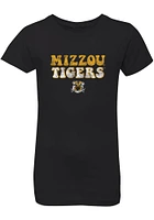 Summit Sportswear Missouri Tigers Girls Black Bubble Script Short Sleeve Tee