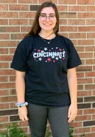 Cincinnati Women's Wordmark Stars Short Sleeve T-Shirt - Black