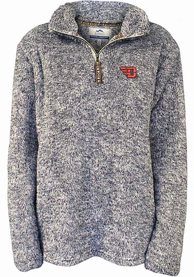 Dayton Flyers Womens Navy Blue Flecked Double Plush 1/4 Zip Pullover