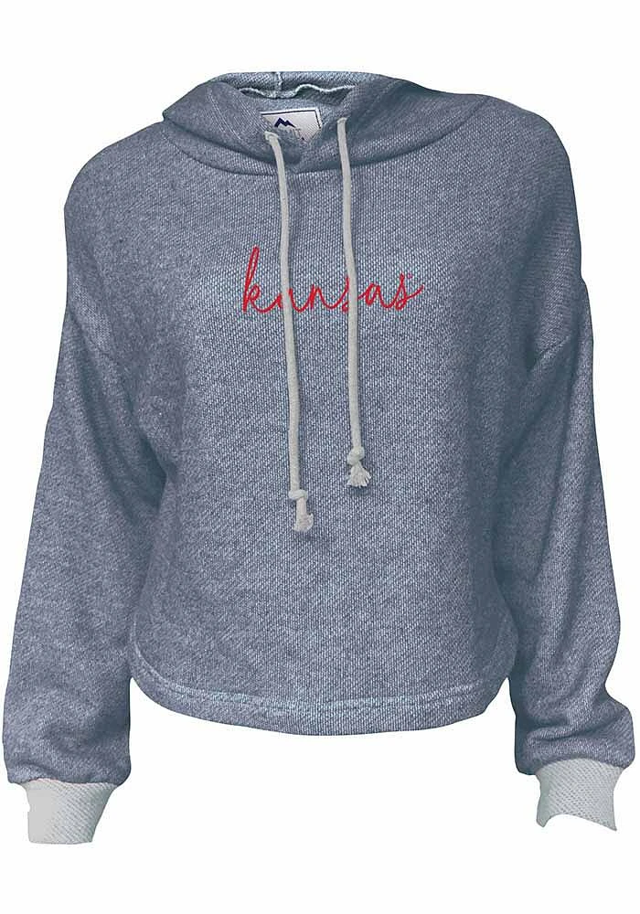 Summit Sportswear Kansas Jayhawks Womens Navy Blue Coastal Terry Hooded Sweatshirt