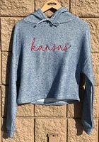 Summit Sportswear Kansas Jayhawks Womens Navy Blue Coastal Terry Hooded Sweatshirt