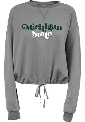 Summit Sportswear Michigan State Spartans Womens Grey Cinch Bottom Crew Sweatshirt