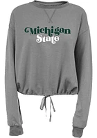 Summit Sportswear Michigan State Spartans Womens Grey Cinch Bottom Crew Sweatshirt
