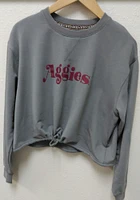 Summit Sportswear Texas A&M Aggies Womens Grey Cinch Bottom Crew Sweatshirt
