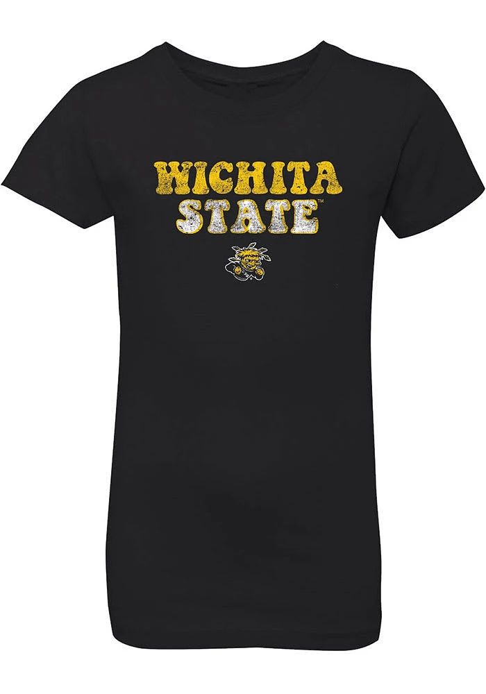 Summit Sportswear Wichita State Shockers Girls Black Bubble Script Short Sleeve Tee