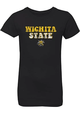Summit Sportswear Wichita State Shockers Girls Black Bubble Script Short Sleeve Tee