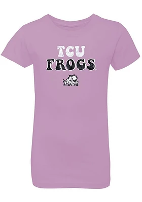 Summit Sportswear TCU Horned Frogs Girls Purple Bubble Script Short Sleeve Tee