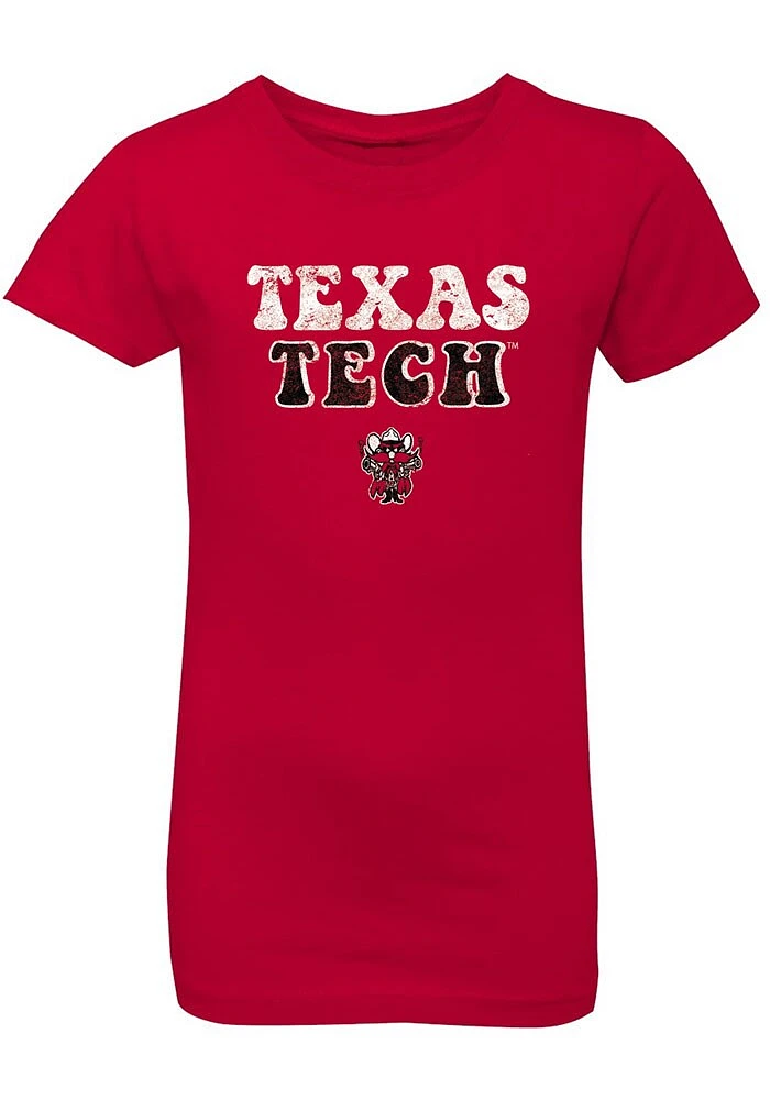 Summit Sportswear Texas Tech Red Raiders Girls Bubble Script Short Sleeve Tee
