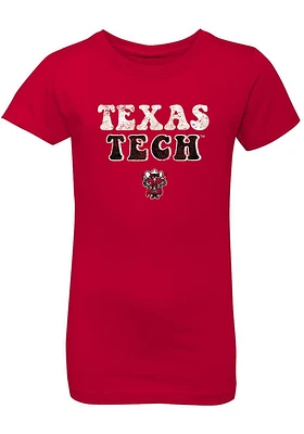 Summit Sportswear Texas Tech Red Raiders Girls Bubble Script Short Sleeve Tee