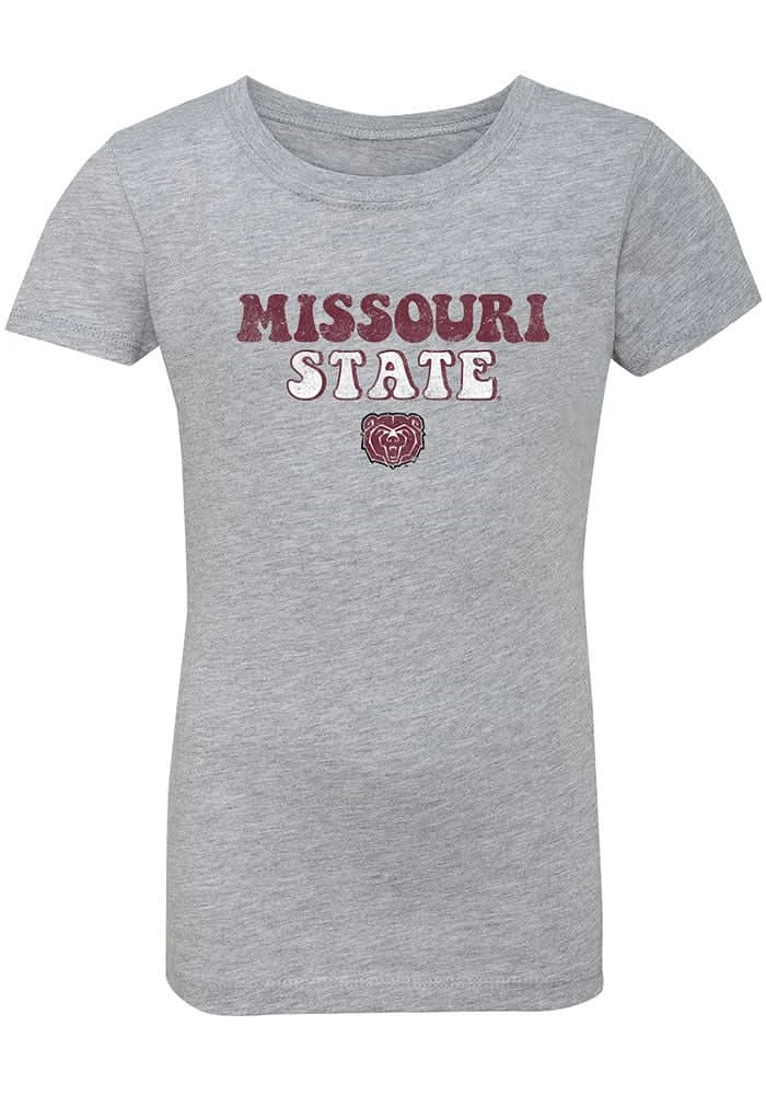 Summit Sportswear Missouri State Bears Girls Grey Bubble Script Short Sleeve Tee