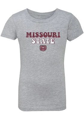 Summit Sportswear Missouri State Bears Girls Grey Bubble Script Short Sleeve Tee