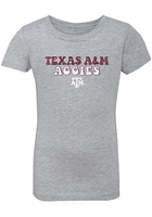 Summit Sportswear Texas A&M Aggies Girls Grey Bubble Script Short Sleeve Tee