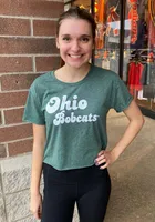 Summit Sportswear Ohio Bobcats Womens Green Retro Crop Short Sleeve T-Shirt