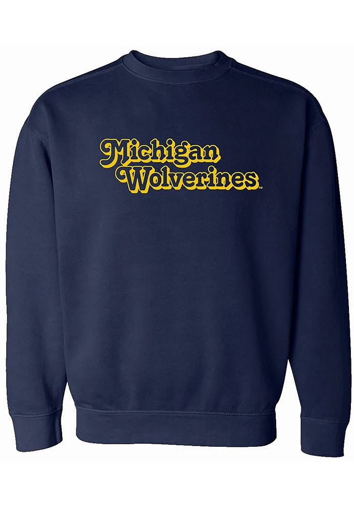 Summit Sportswear Michigan Wolverines Womens Blue Retro Shadow Crew Sweatshirt