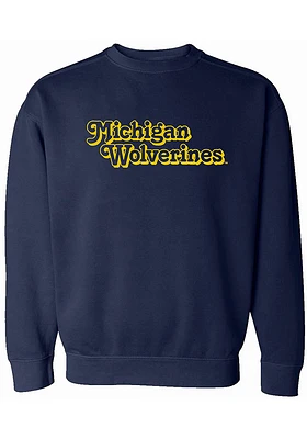 Summit Sportswear Michigan Wolverines Womens Blue Retro Shadow Crew Sweatshirt