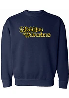 Summit Sportswear Michigan Wolverines Womens Blue Retro Shadow Crew Sweatshirt