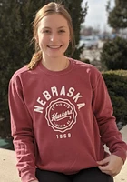 Summit Sportswear Nebraska Cornhuskers Womens Red Seal Script Crew Sweatshirt