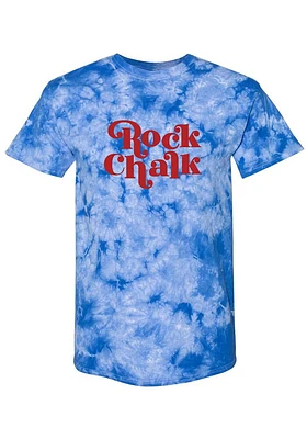 Summit Sportswear Kansas Jayhawks Womens Blue Quinn Tie Dye Short Sleeve T-Shirt