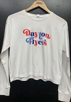 Dayton Flyers Womens White Funky Font LS Tee