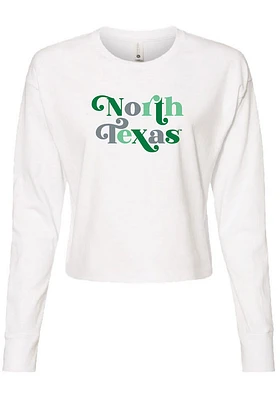 Summit Sportswear North Texas Mean Green Womens White Funky Font LS Tee