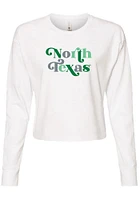Summit Sportswear North Texas Mean Green Womens White Funky Font LS Tee