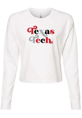 Summit Sportswear Texas Tech Red Raiders Womens White Funky Font LS Tee