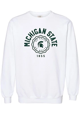 Summit Sportswear Michigan State Spartans Womens White Seal Script Crew Sweatshirt