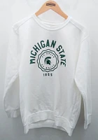 Summit Sportswear Michigan State Spartans Womens White Seal Script Crew Sweatshirt