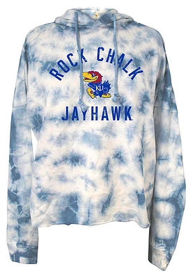 Summit Sportswear Kansas Jayhawks Womens Light Blue Delaney Tie Dye Hooded Sweatshirt
