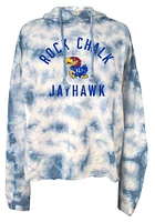 Summit Sportswear Kansas Jayhawks Womens Light Blue Delaney Tie Dye Hooded Sweatshirt