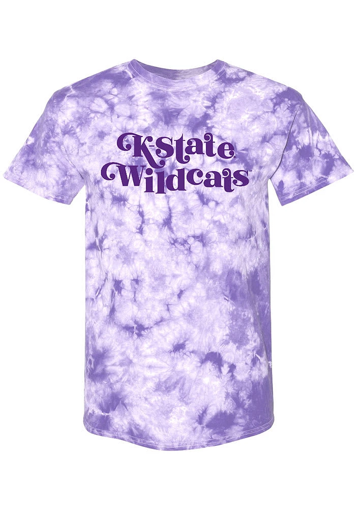 Summit Sportswear K-State Wildcats Womens Lavender Quinn Tie Dye Design Short Sleeve T-Shirt