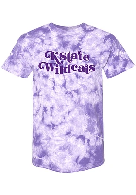 Summit Sportswear K-State Wildcats Womens Lavender Quinn Tie Dye Design Short Sleeve T-Shirt