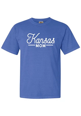 Summit Sportswear Kansas Jayhawks Womens Blue Mom Classic Short Sleeve T-Shirt