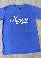 Summit Sportswear Kansas Jayhawks Womens Blue Mom Classic Short Sleeve T-Shirt