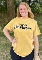 Summit Sportswear Iowa Hawkeyes Womens Gold Swoop Font Short Sleeve T-Shirt