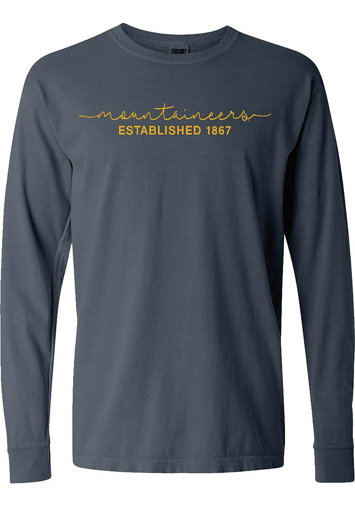 Summit Sportswear West Virginia Mountaineers Womens Blue Script LS Tee