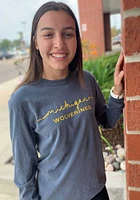 Summit Sportswear Michigan Wolverines Womens Blue Script LS Tee
