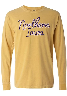 Summit Sportswear Northern Iowa Panthers Womens Gold Large Script LS Tee