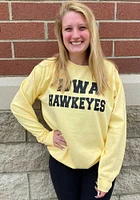 Summit Sportswear Iowa Hawkeyes Womens Yellow Classic Block Crew Sweatshirt