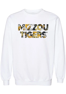 Summit Sportswear Missouri Tigers Womens White Floral Aishu Crew Sweatshirt