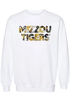 Summit Sportswear Missouri Tigers Womens White Floral Aishu Crew Sweatshirt