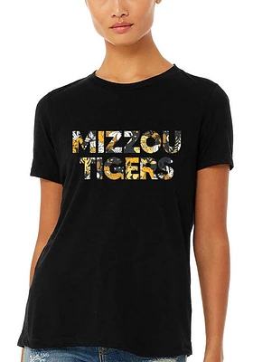 Summit Sportswear Missouri Tigers Womens Black Floral Jersey Short Sleeve T-Shirt